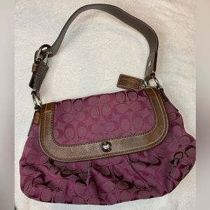 Coach Purple/Pink With Brown Leather Trim Shoulder Bag, EUC,13x9, Stunning Color